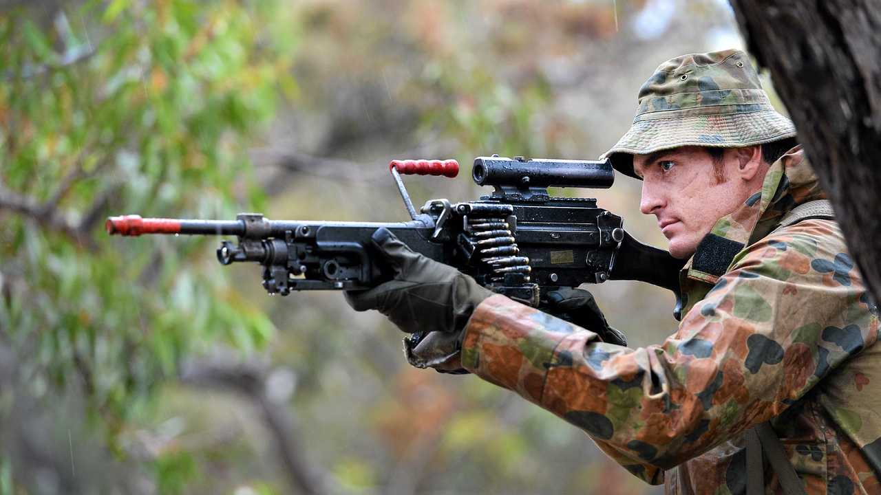 DISCIPLINE: Gympie Private Earl Hodges was part of special training at Wide Bay Military Training Base to commemorate the battle of Pozieres. Picture: Renee Albrecht