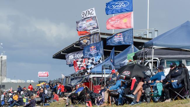 Crowds watching the Supercars at The Bend in May this year. Picture: Brenton Edwards