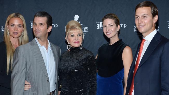 From left to right: Vanessa Trump, Donald Trump Jr., Ivana Trump, Ivanka Trump and Jared Kushner in 2015. Picture: Grant Lamos IV/Getty Images.