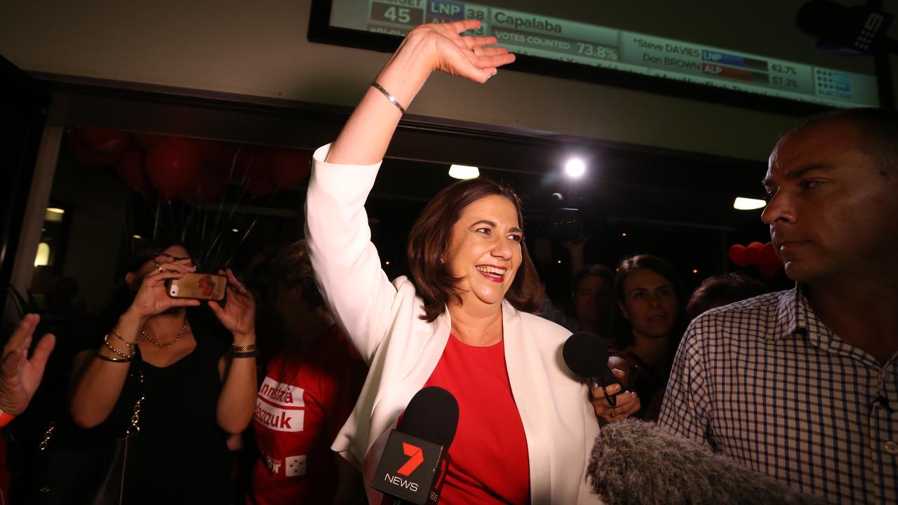 State Election 2015. Annastacia Palaszczuk at her election party at the Queensland Lions Soccer Club in Richlands. pics Adam Head
