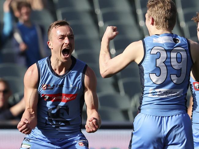 SANFL - ELIMINATION FINAL - Sturt v Norwood at Adelaide Oval. Mark Evans celebrates his goal Picture SARAH REED