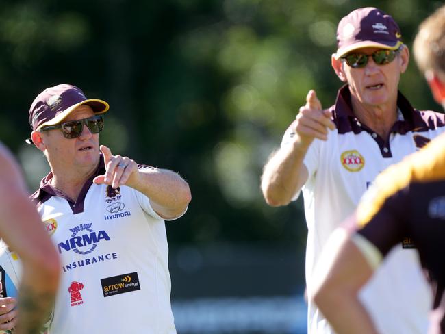 Kevin Walters and Coach Wayne Bennett at Brisbane Broncos training. Pic Darren England.