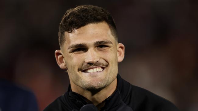 Nathan Cleary has defended Taylan May after being found guilty of assault, warning NRL players must be cautious of fans trying to get under their skin. Picture: Getty Images.