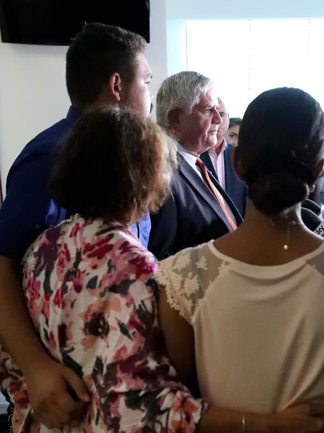 Montana Arwon (right), elder Liz Hayden (centre), and Jacob Corpus (left), with Indigenous Health Minister Ken Wyatt during a special youth suicide prevention meeting in Perth last month. Picture: Colin Murty