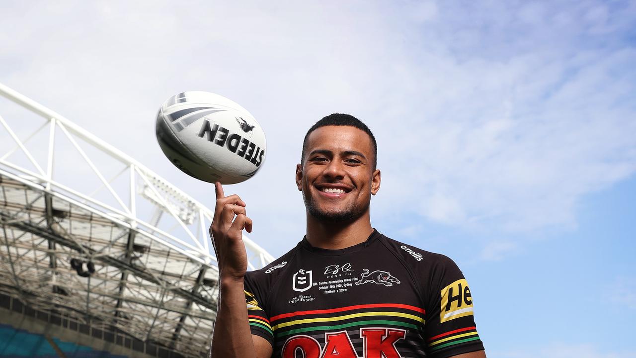 Penrith's Stephen Crichton poses for a portrait ahead of the 2020 NRL Grand Final at ANZ Stadium, Homebush. Picture: Brett Costello