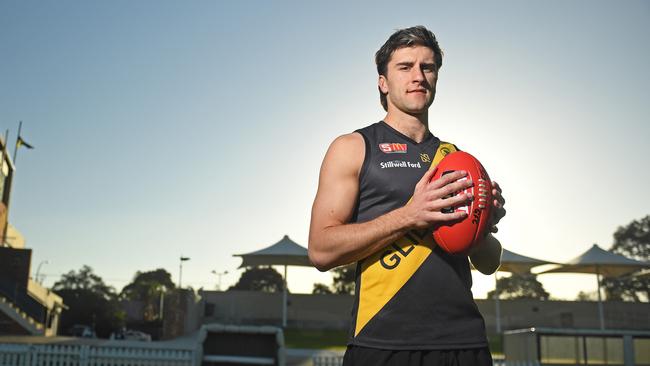 Glenelg skipper Max Proud was set t play his 100th game on Good Friday. Picture: Tom Huntley