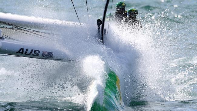 Team Australia racing on the opening day of the SailGP regatta. Picture: Phil Walter/Getty Images