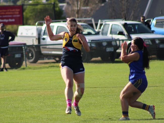 SFLW Community League - Action from Sorell v St Virgils during the annual Pink Sock-Carolyn Birch Memorial Match. Picture: Jake Garland