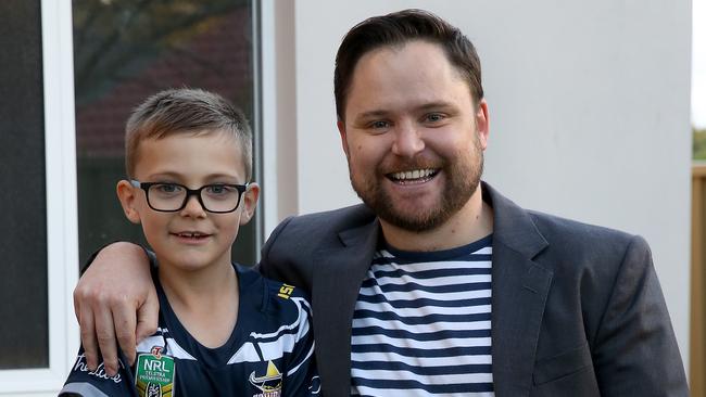 Sebastian Rennie and KFC SuperCoach NRL guru Tom Sangster. Pic: Toby Zerna