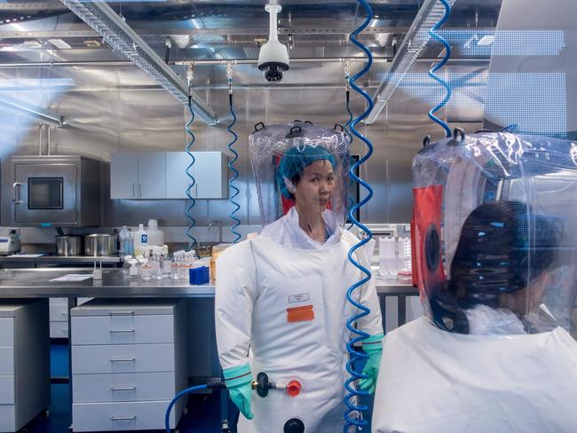 Chinese virologist Shi Zhengli inside the P4 laboratory in Wuhan, capital of China's Hubei province. Picture: AFP