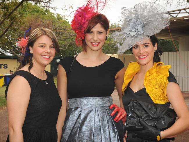 EYE Shanon Bell, Lizzy Clough and Mel Johnson at the 2011 Townsville Ladies Day races held at the Cluden Race Track