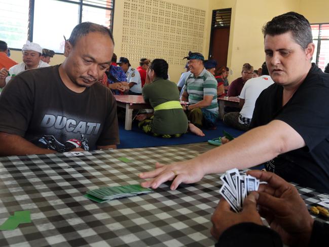 Bali Nine member Renae Lawrence joins the other inmates in a Balinese card competition called "Ceki" to celebrate Indonesia's Independence Day. Picture: Lukman Bintoro/ News Corp Australia