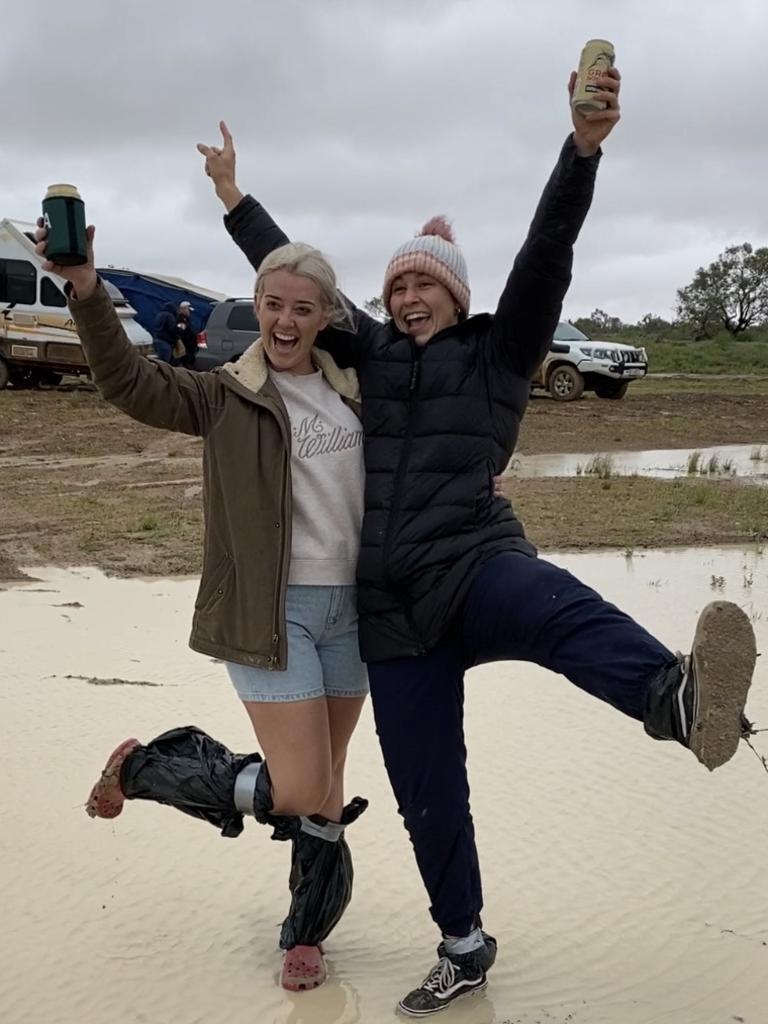 Alana, left, and Nadia, right, cracked open a few Great Northern tins for breakfast. Picture: Vanessa Brown/news.com.au