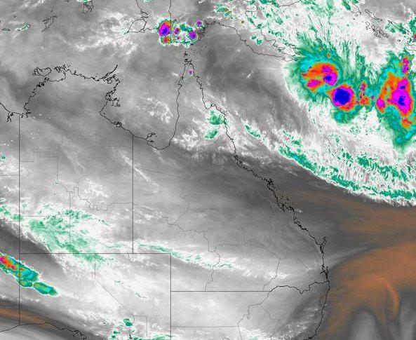 A satellite image showing the location of the tropical low forming off the coast of the Solomon Islands that is expected to track towards the Queensland coast.