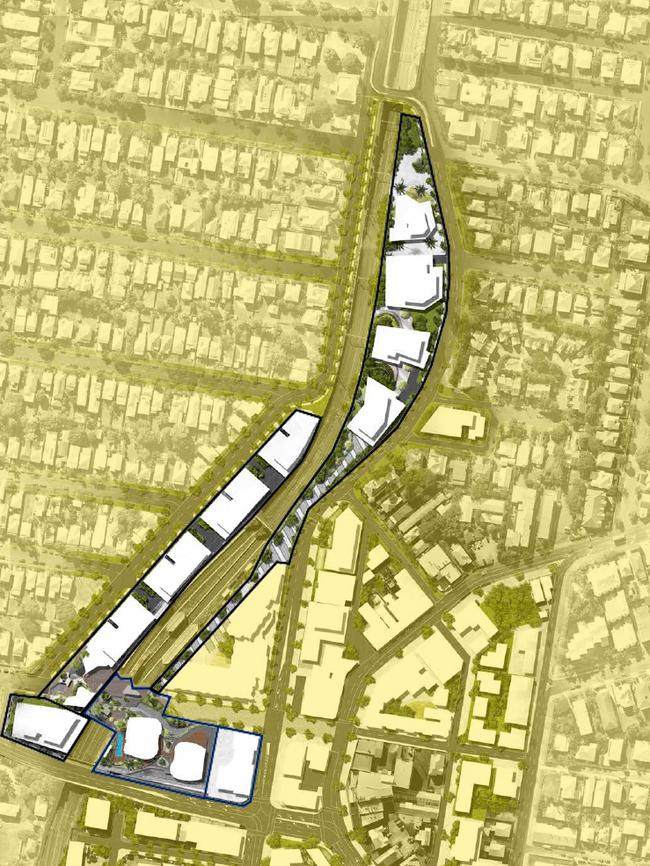 Albion Exchange masterplan precincts. Geon Property has applied for a variation to the City Plan for their masterplan. See the application online pdonline.brisbane.qld.gov.au