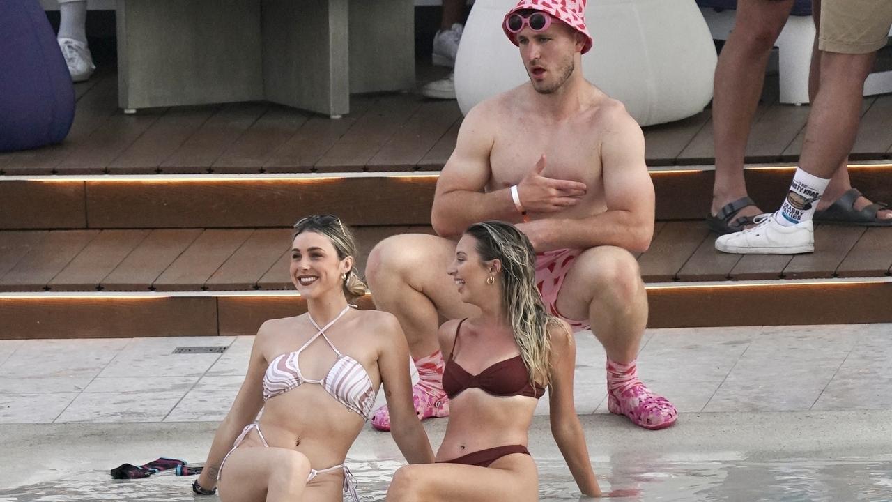 Exclusive pictures: South Sydney Rabbitohs have partied on the Gold Coast with bikini-clad girls, girls dancing and matching outfits as they commiserated their Grand Final loss. Credit: Backgrid