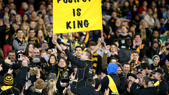 King toasting to the Richmond faithful. Picture: Tim Carrafa