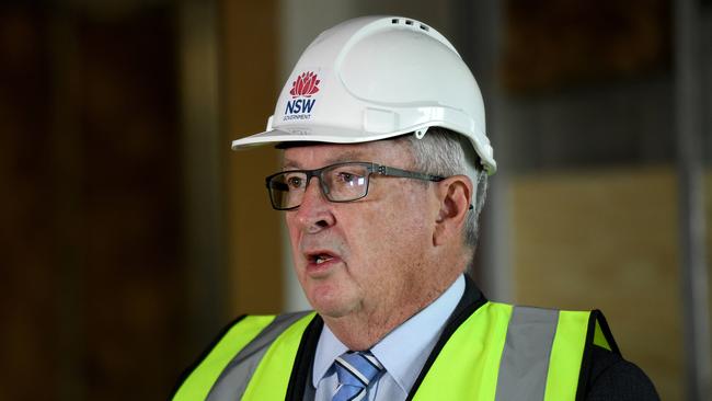 NSW Minister Health Brad Hazzard speaks to the media during a press conference at the Nepean Hospital redevelopment, in Penrith, Sydney. Picture: NCA NewsWire/Bianca De Marchi