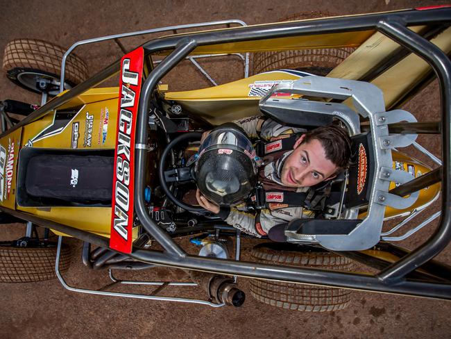 Speedcar driver Matt Jackson said he wouldn’t be where he is without the dedication of his crew who get him on the track each season. Picture: Gavin Skene