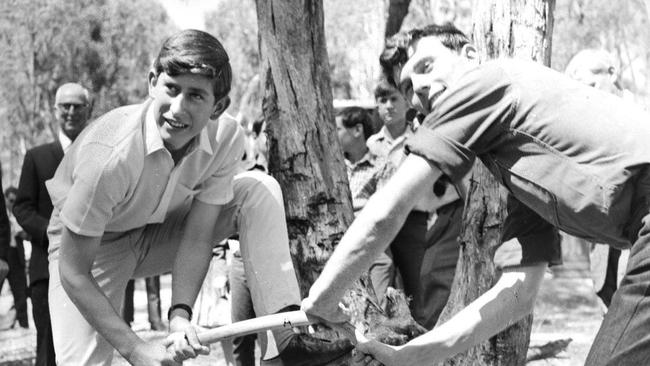 Then Prince Charles at Geelong Grammar's Timbertop campus in 1966.