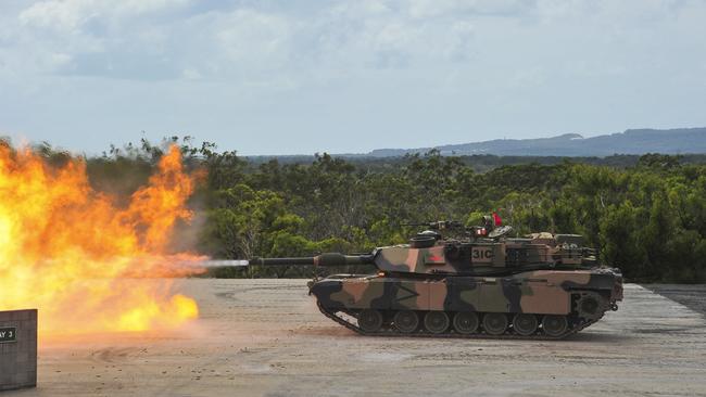 An M1A1 Abrams Main Battle Tank live fires during an exercise in 2019.