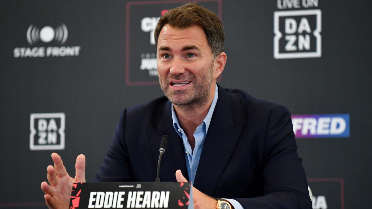 Promoter Eddie Hearn speaks to the media during a press conference at Canary Riverside Plaza Hotel on June 10, 2022 in London, England. (Photo by Tom Dulat/Getty Images)