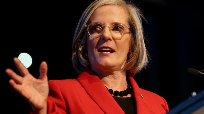 Lucy Turnbull speaking at the Bradfield Oration where she said consideration should be given to moving the NSW Parliament to Parramatta. Picture: Jonathan Ng