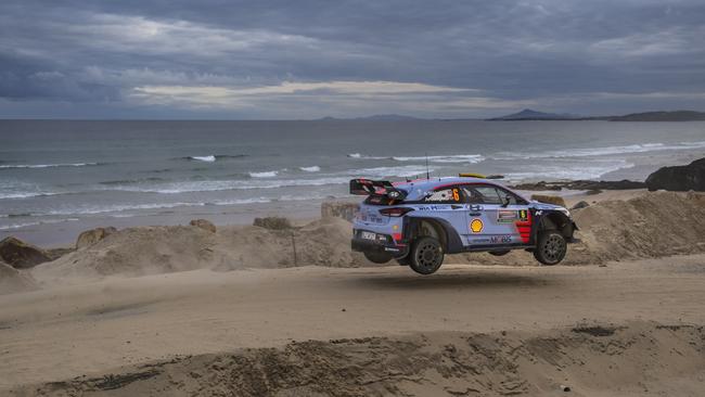 Andreas Mikkelsen leads Rally Australia after Day 1. Pic: Hyundai.