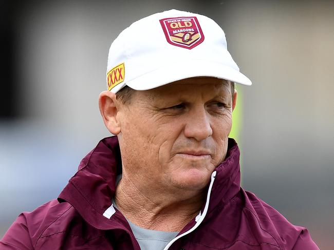 BRISBANE, AUSTRALIA - JULY 05: Coach Kevin Walters watches on during a Queensland Maroons State of Origin training session at Langlands Park on July 05, 2019 in Brisbane, Australia. (Photo by Bradley Kanaris/Getty Images)