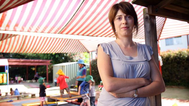 Kids World Kindy director Lienna Mandic with kids at the centre.