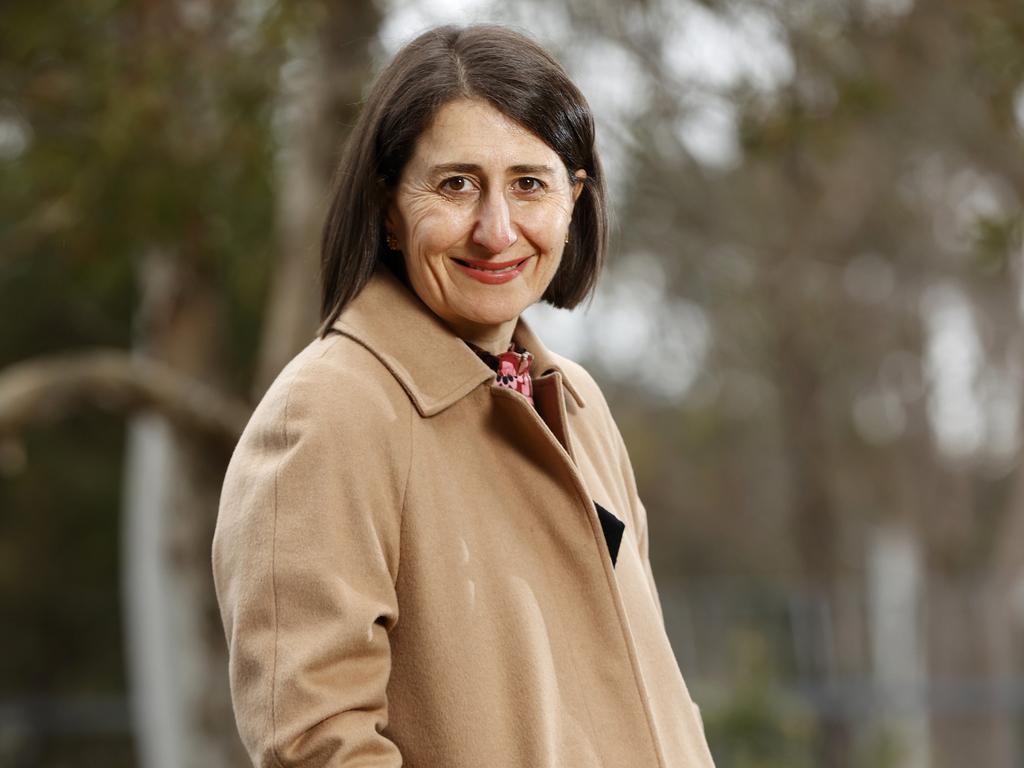 Former Premier Gladys Berejkilian at Optus headquarters in Sydney’s northwest. Picture: Jonathan Ng