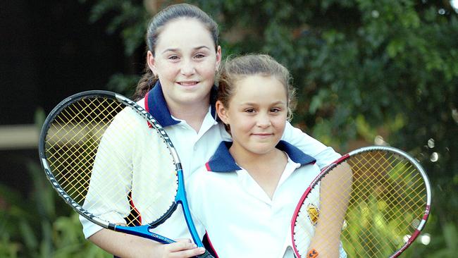 Ali and Ashleigh Barty at the West Brisbane Tennis Centre as children. .