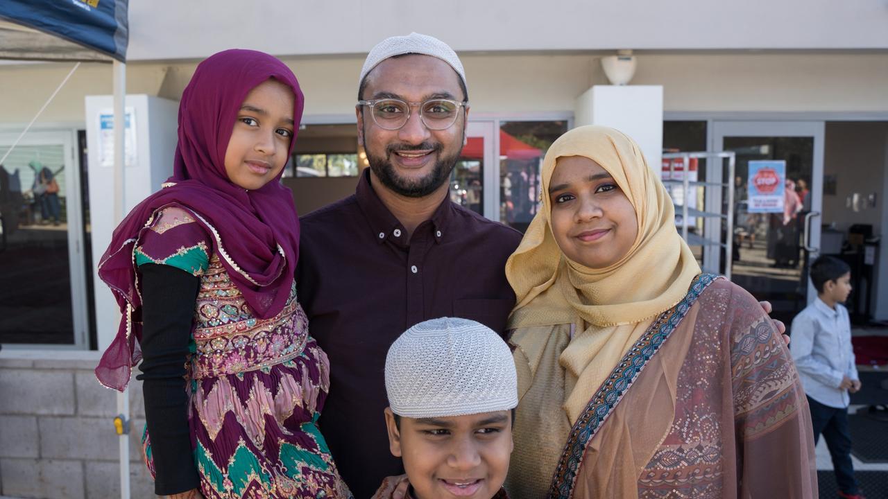 Mohamed Ali Kalifullah, Sahira Jameen, Aydin Ali and Aleena Ali at Toowoomba Mosque eid al-fitr celebrations. Wednesday, April 10, 2024 Picture: Christine Schindler