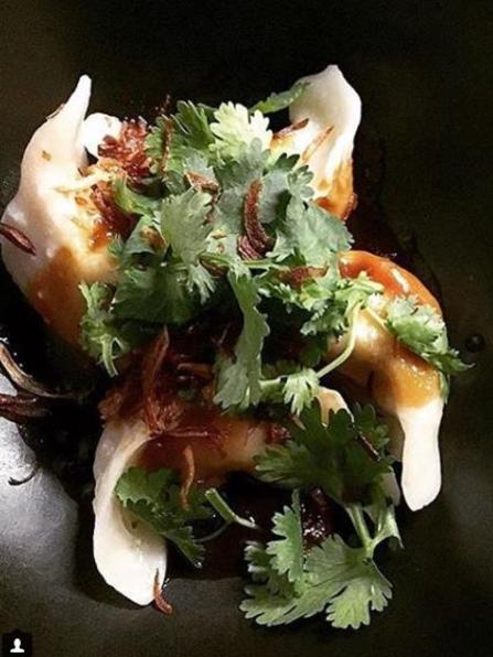 Peking duck dumplings at Lucy Liu. Picture: Instagram/@come_eat_with_chrissy