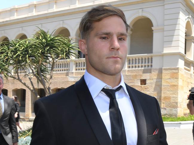 WOLLONGONG, AUSTRALIA - NewsWire Photos November 30, 2020: NRL player Jack De Belin at Wollongong Courthouse during the jury deliberations. Picture: NCA NewsWire / Simon Bullard.