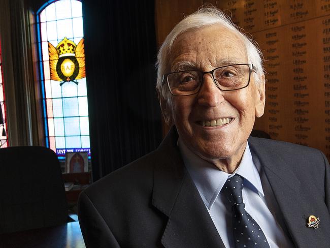 Commemorative medallion presentation to Brian Winspear (WW2 RAAF veteran)/75th anniversary of Victory in the Pacific Day at the RAAF Association Building, Hobart. Picture Chris Kidd