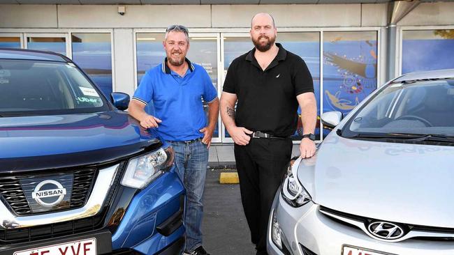 UBER UPDATE: Hervey Bay Uber drivers Scott Cabrie, left, and Cameron Thomas. Picture: Cody Fox