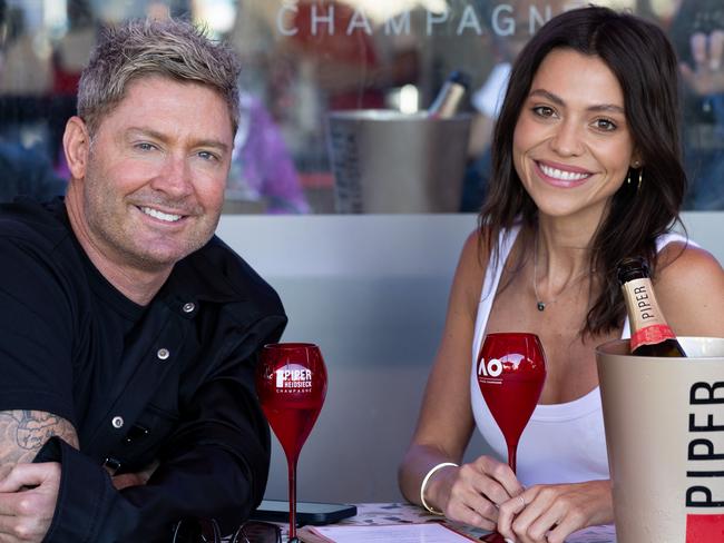 Michael Clarke and Arabella Sherborne at the Australian Open. Picture: Supplied