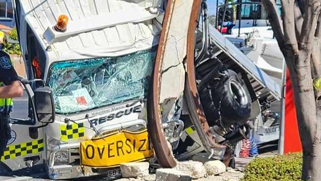 A truck gas crashed into a stobie pole on Brighton Road.