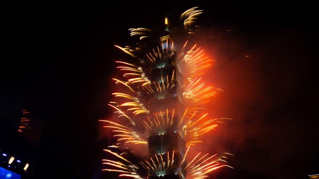 Fireworks light up the Taiwan skyline and Taipei 101. Picture: Getty Images