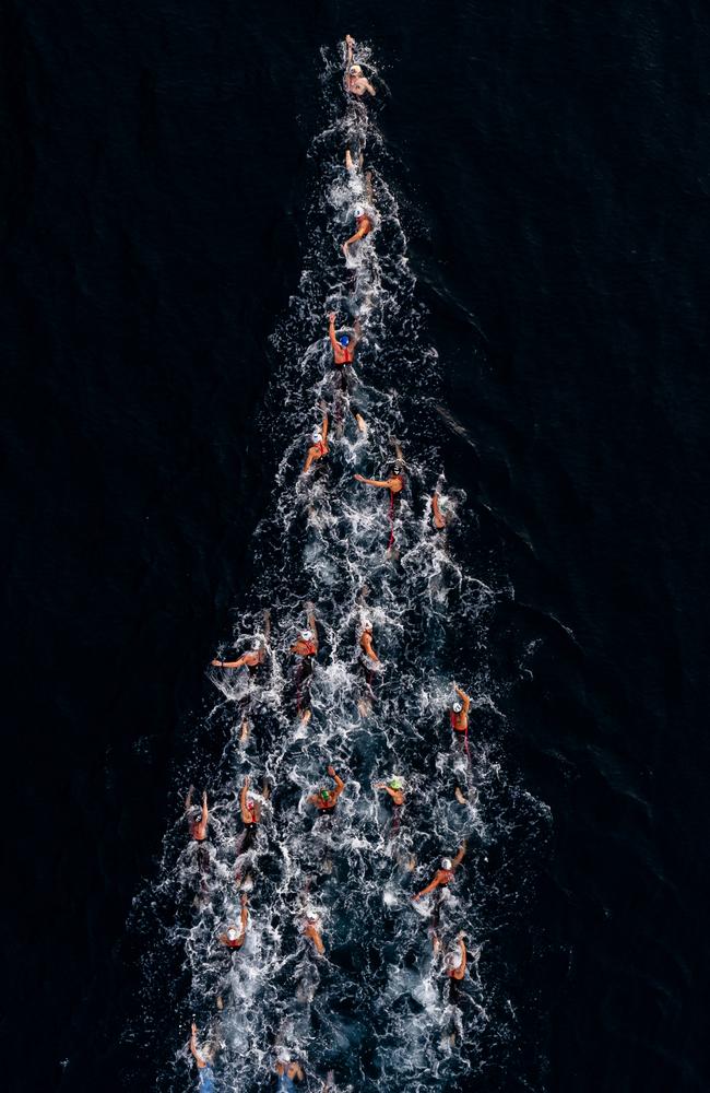 Athletes compete during the men’s 10km race of the World Aquatics Open Water Swimming World Cup 2023 in Madeira, Portugal. Picture: Octavio Passos/Getty Images