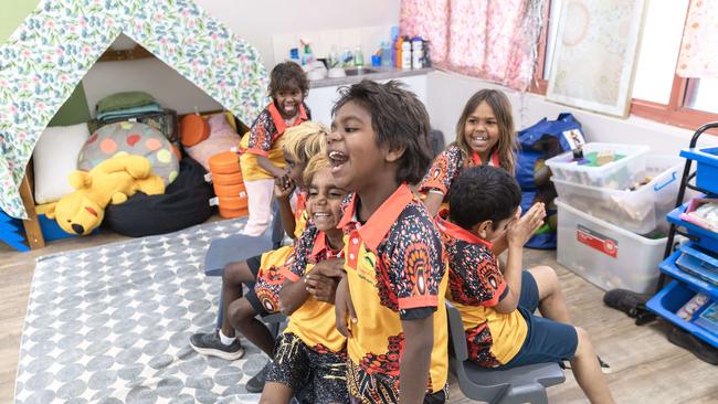 Students at Yipirinya School playing musical chairs. Picture: Nico Liengme