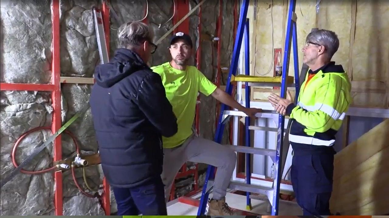 Mark and Mitch give a broken Vito a pep talk. Picture: Supplied Channel 9