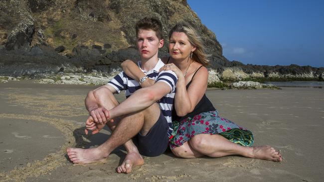 Connor Meldrum with mum Kim Goodrick. Picture: Natalie Grono