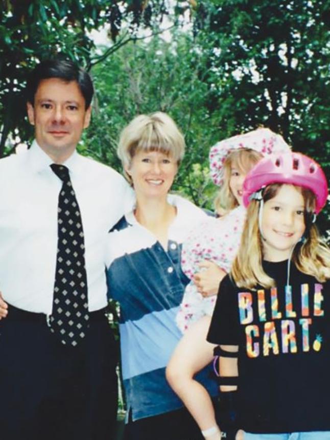 Tim Watson-Munro with his second wife Carla and daughters Gabby and Laura. Around this time he was heavily addicted to cocaine.