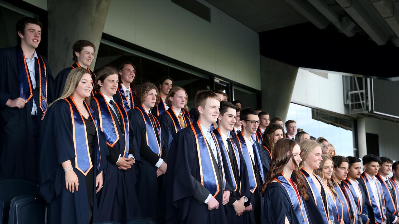 Western Heights College graduation at GMHBA stadium. Picture: Mike Dugdale