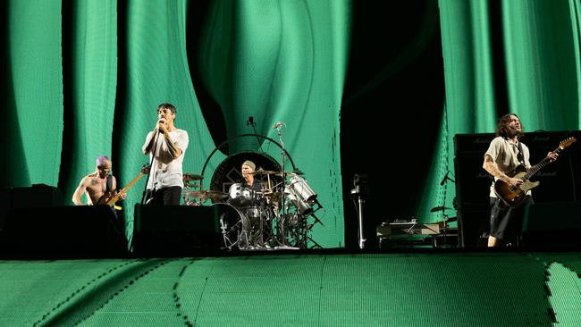 Red Hot Chili Peppers performing at Suncorp Stadium, Brisbane, on the first date of its Australian tour. Picture: Alex Kirchner / Suncorp Stadium