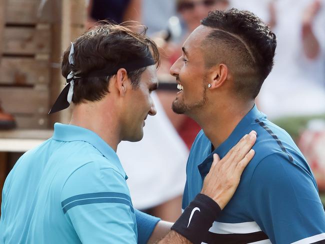 Nick Kyrgios on Roger Federer: “He walks in and everyone goes quiet. You stare at him. It gets a little weird.”