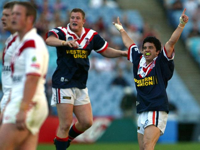 The winning field goal in the 2002 Jersey Flegg Grand Final. Picture: Brett Costello