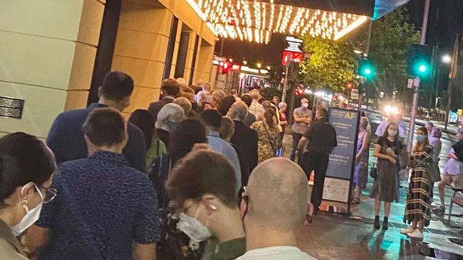 The crowd outside Her Majesty's Theatre on Wednesday. Picture: Jackie Tracey